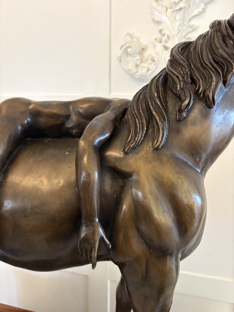 Large Antique Bronze Study of a Nude Male on Horseback - Image 12